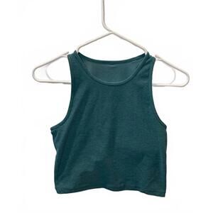 Vuori Women’s Built In Bra Crop Tank Top Small Teal Athletic Yoga Activewear